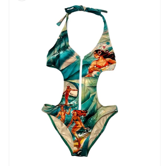 loco boutique Other - 🏄🏻♀️ LOCO Boutique Hawaii one piece surf print halter swim suit